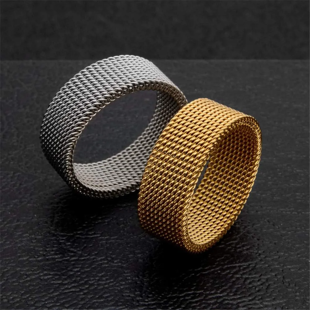 Men's Women's Stainless Steel Mesh Ring Wedding Band Comfort Fit Size 4 to 12