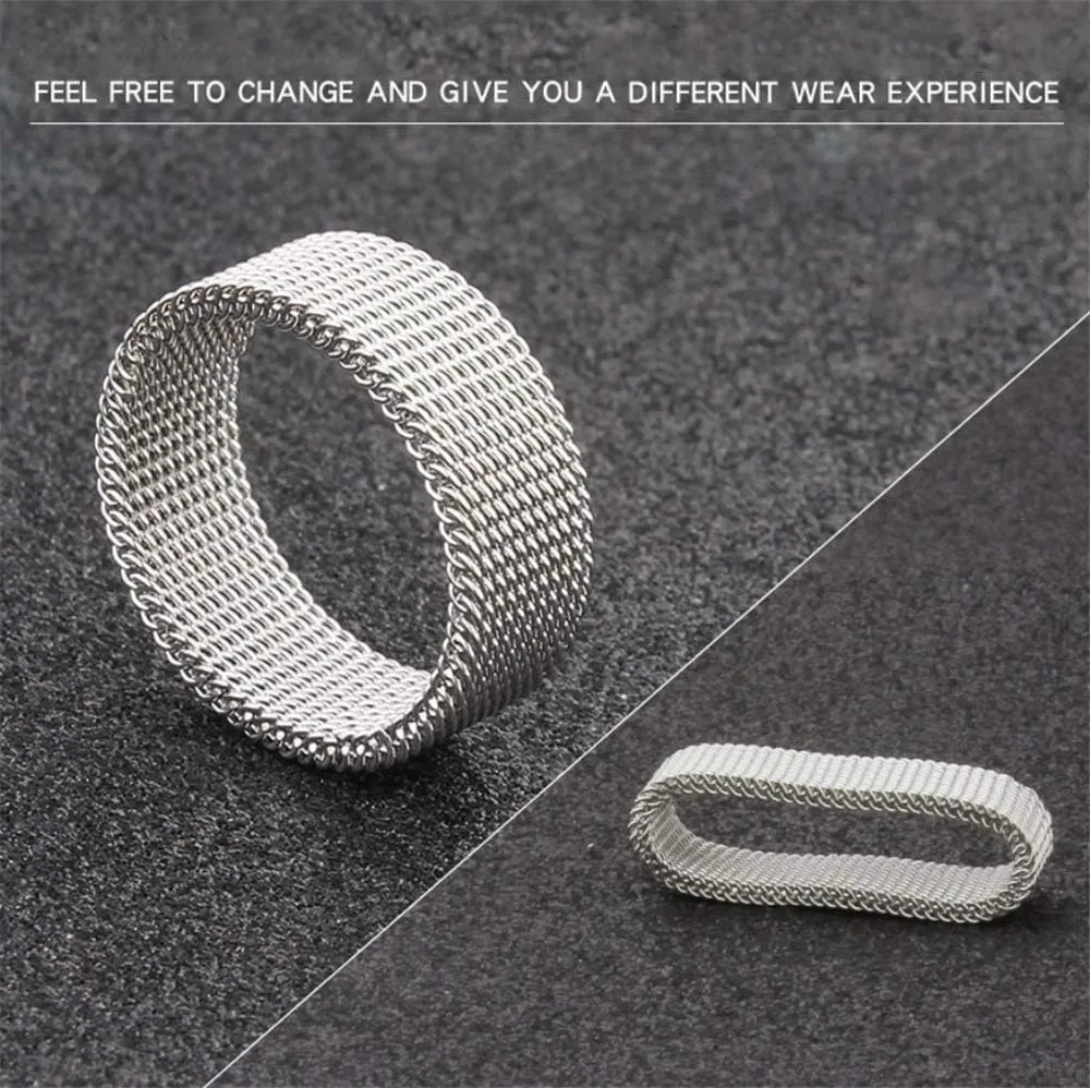 Men's Women's Stainless Steel Mesh Ring Wedding Band Comfort Fit Size 4 to 12