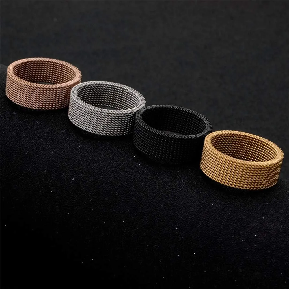 Men's Women's Stainless Steel Mesh Ring Wedding Band Comfort Fit Size 4 to 12