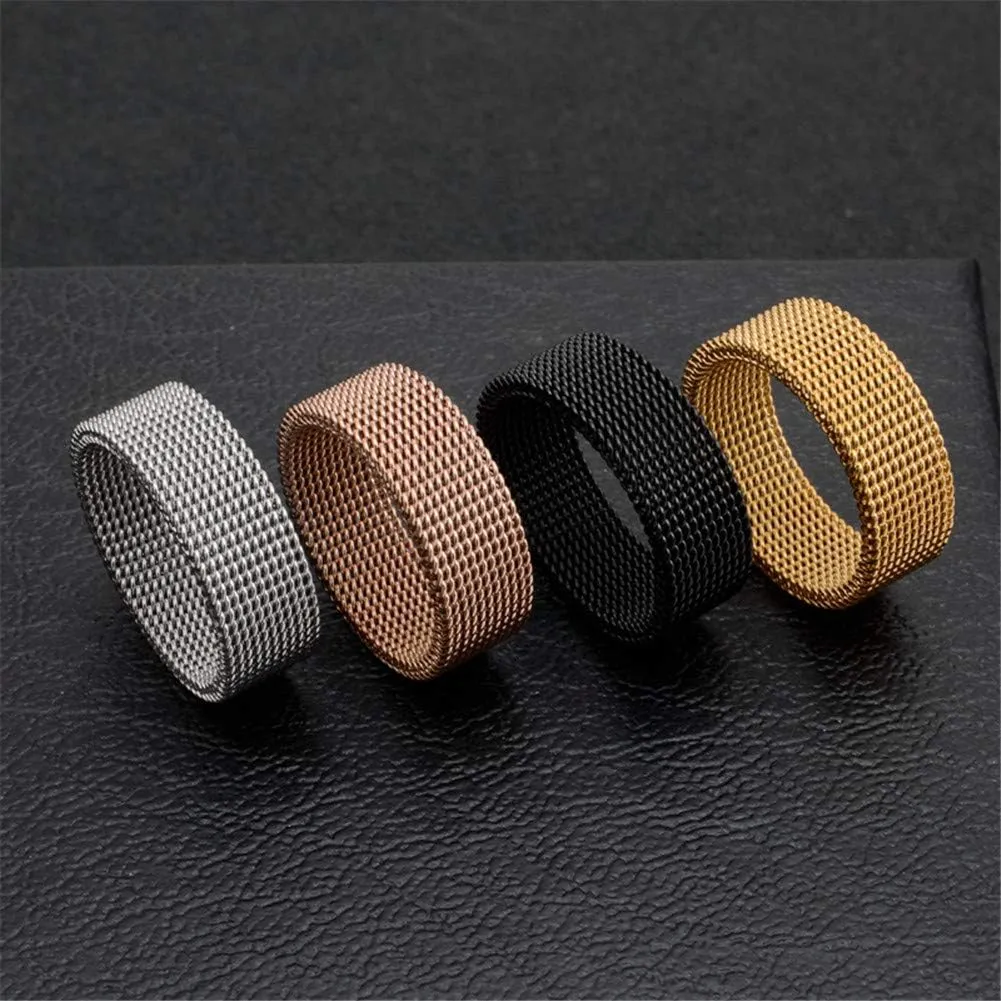 Men's Women's Stainless Steel Mesh Ring Wedding Band Comfort Fit Size 4 to 12