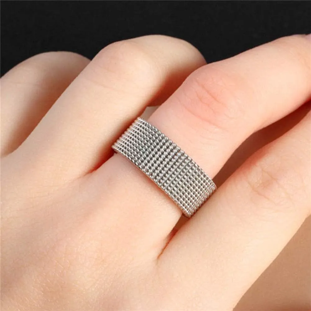 Men's Women's Stainless Steel Mesh Ring Wedding Band Comfort Fit Size 4 to 12