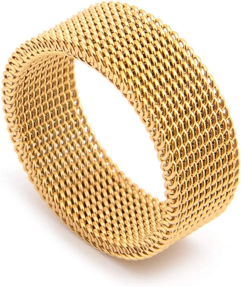 Men's Women's Stainless Steel Mesh Ring Wedding Band Comfort Fit Size 4 to 12