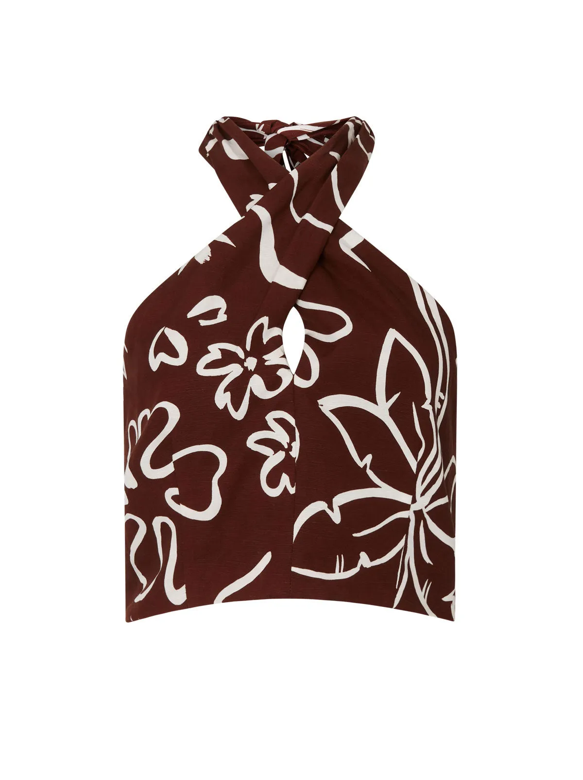 Misha Coco Palm Print Halter Top