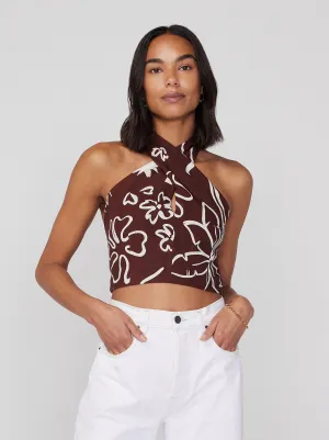 Misha Coco Palm Print Halter Top