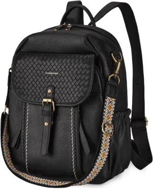 Missnine Leather Backpack Purse for Women, Ladies Fashion Backpacks, Convertible Vintage Bag for Travel, Work, Everyday