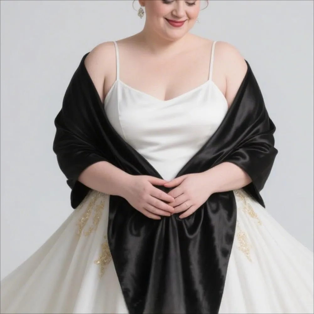MLMW Shawls and Wraps for Evening Dresses Satin Shawl Wraps for Women Extra Long Wedding Shawls for Bridal Party