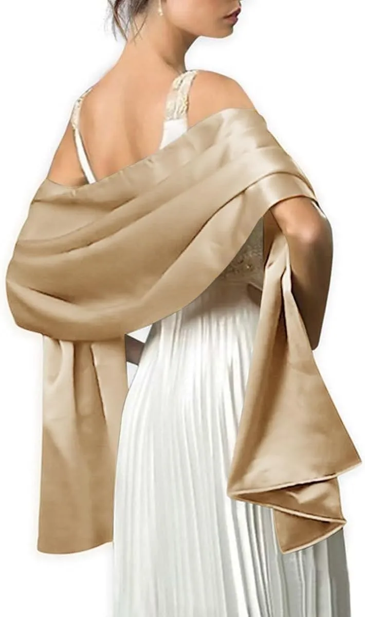MLMW Shawls and Wraps for Evening Dresses Satin Shawl Wraps for Women Extra Long Wedding Shawls for Bridal Party