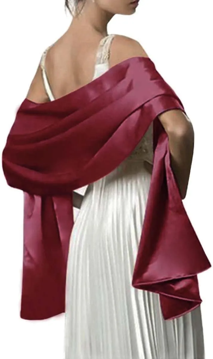 MLMW Shawls and Wraps for Evening Dresses Satin Shawl Wraps for Women Extra Long Wedding Shawls for Bridal Party