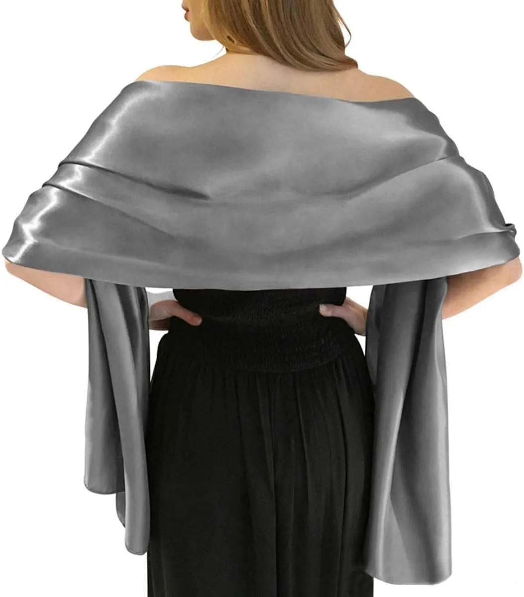 MLMW Shawls and Wraps for Evening Dresses Satin Shawl Wraps for Women Extra Long Wedding Shawls for Bridal Party