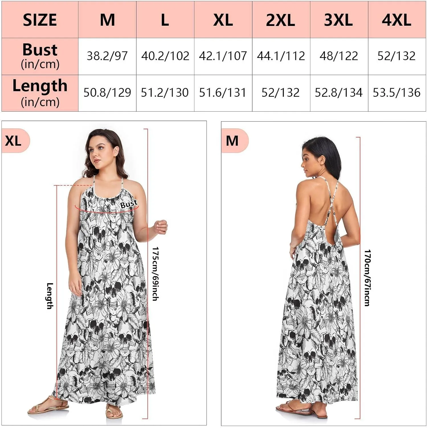 MNSRUU Women Dresses Funny Skulls Sexy Dresses Summer Beach Slip Dresses
