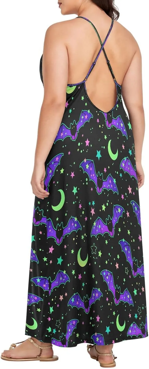 MNSRUU Women Dresses Funny Skulls Sexy Dresses Summer Beach Slip Dresses