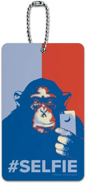 Monkey Chimp Hashtag Selfie #Selfie Luggage Card Suitcase Carry-On ID Tag