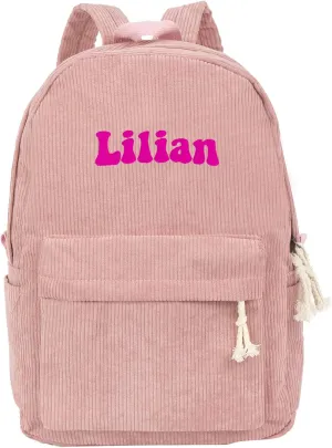 MT WORLD Laptop Backpacks Personalized Corduroy Backpack Casual College Backpack Lightweight Travel Backpack Custom School Backpack with Name Laptop Backpacks College Shoulder Bag (Pink)