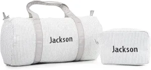 MT WORLD Personalized Kids Duffle Bag & Cosmetic Bag, Seersucker Cosmetic Bag and Travel Bags Set,Cosmetic Bag with Dance Bag, Toddler Weekender Bag