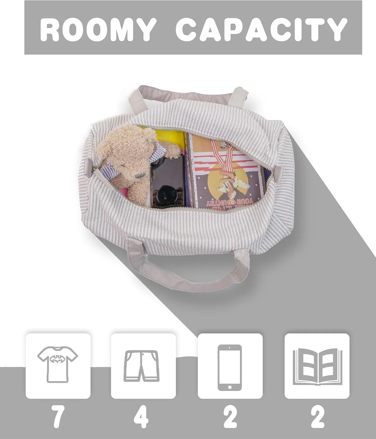 MT WORLD Personalized Kids Duffle Bag & Cosmetic Bag, Seersucker Cosmetic Bag and Travel Bags Set,Cosmetic Bag with Dance Bag, Toddler Weekender Bag