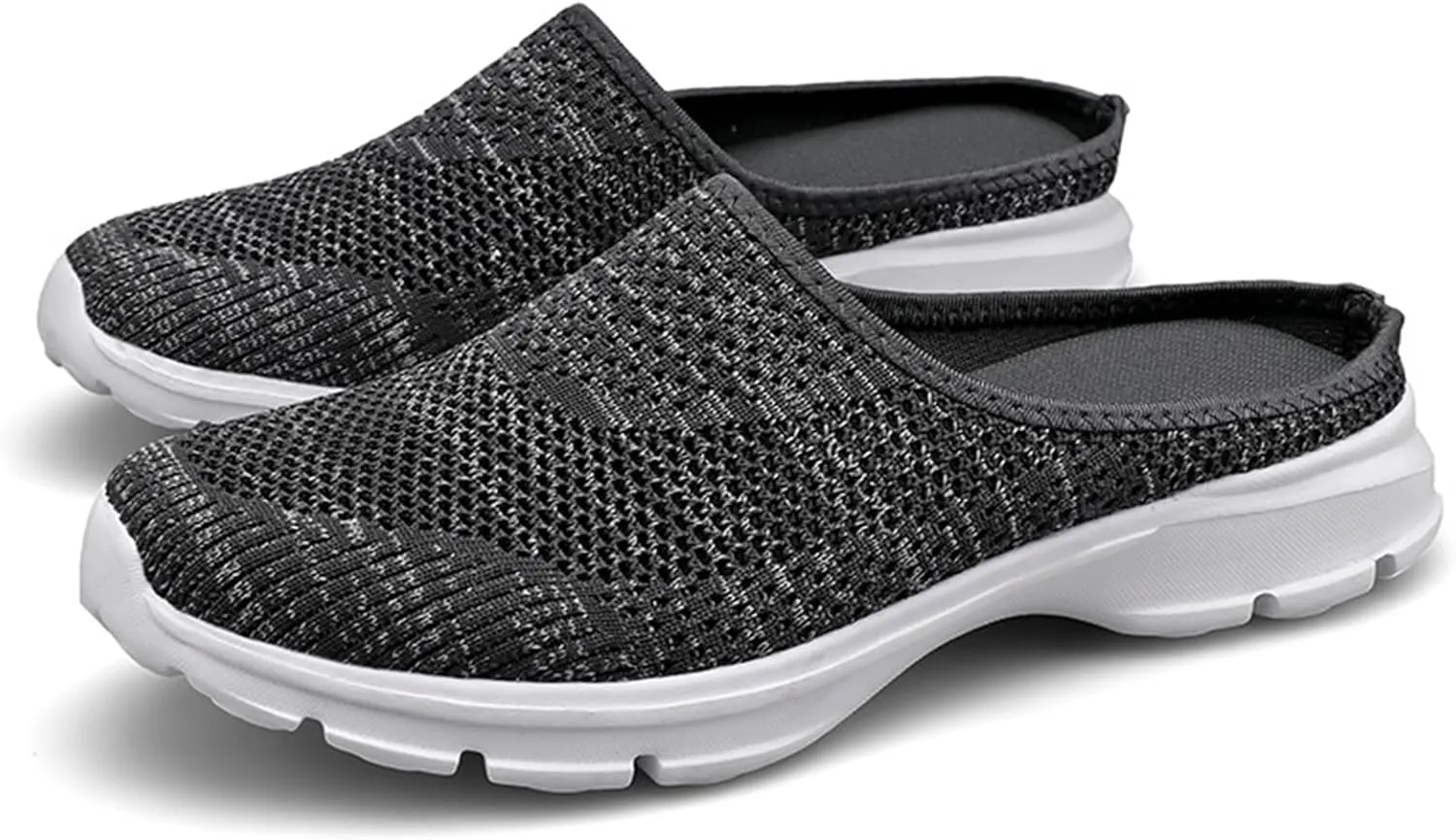 Mules for Women 2025 Breathable Mesh Walking Mules Sneakers Open Back Slip On Shoes Knit Flats Sandals Summer Lightweight Comfortable Walking Shoes