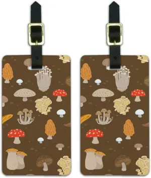 Mushroom Fungi Fungus Pattern Luggage ID Tags Suitcase Carry-On Cards - Set of 2