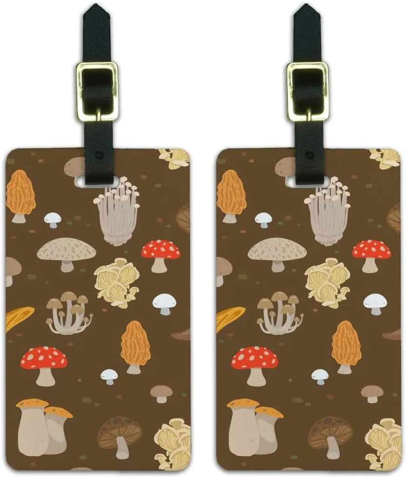 Mushroom Fungi Fungus Pattern Luggage ID Tags Suitcase Carry-On Cards - Set of 2