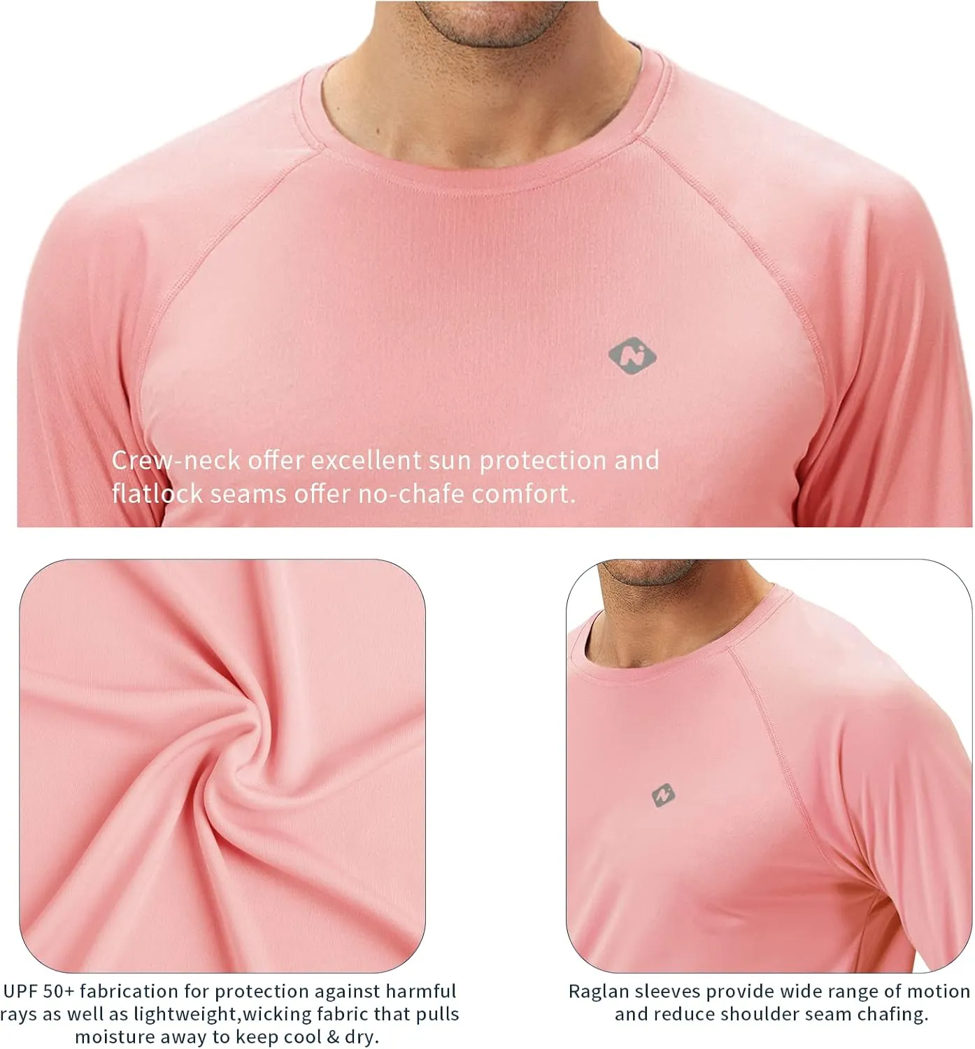 NAVISKIN Men's Rash Guard Shirts Swim Shirts UPF 50  UV Sun Protection Long Sleeve Shirts Lightweight Quick Dry