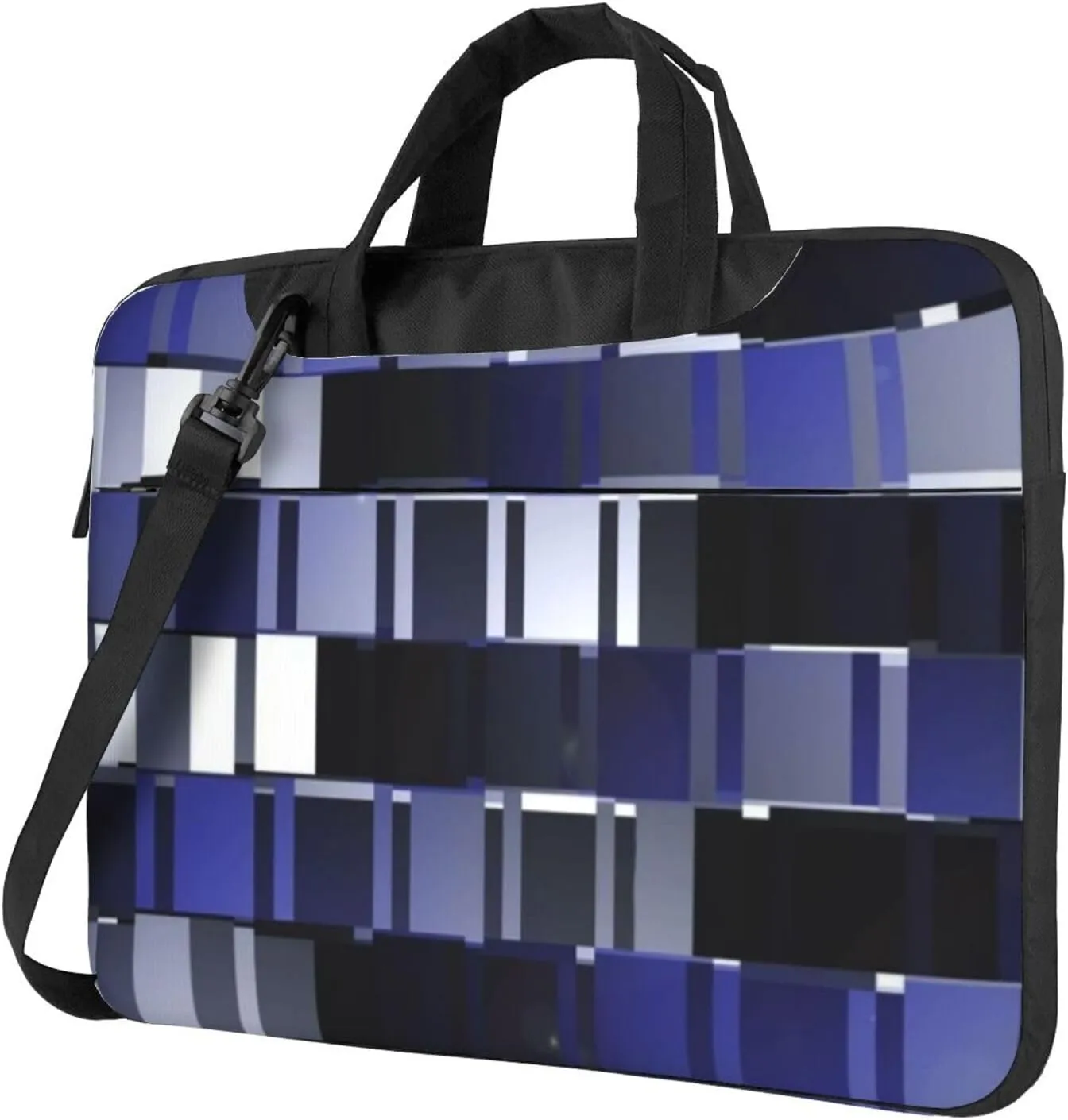 Navy Blue Geometric Square Stylish 13-15.6 Inch Laptop Bag For Man And Women, Computer Messenger Bag, Trendy Shoulder Strap Design