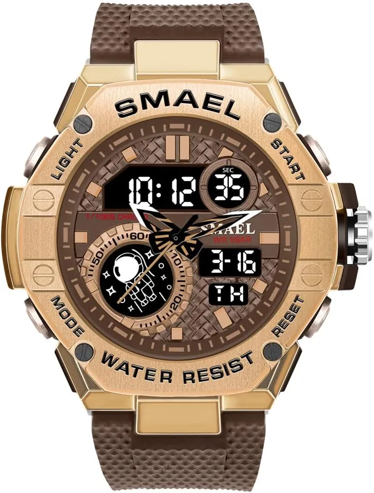 New Man Watch for Men Sports Quartz Wristwatch Outdoor Waterproof Military Digital Watches Dual Time and Stopwatch Alarm Clock