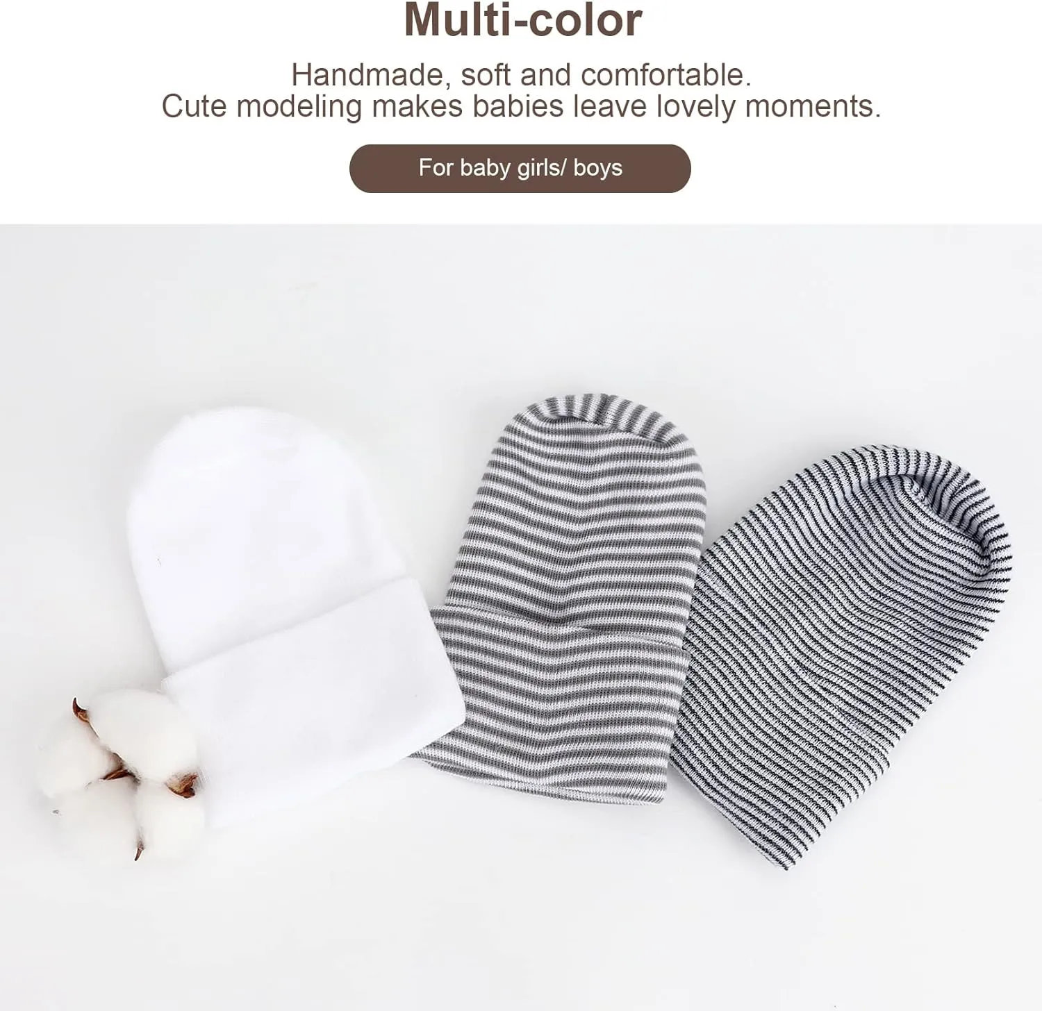 Newborn Baby Girl Hats Soft No Scratch Cotton Toddler Infant Beanie Caps Newborn Hospital Hat for Boy Girl 0-6 Months