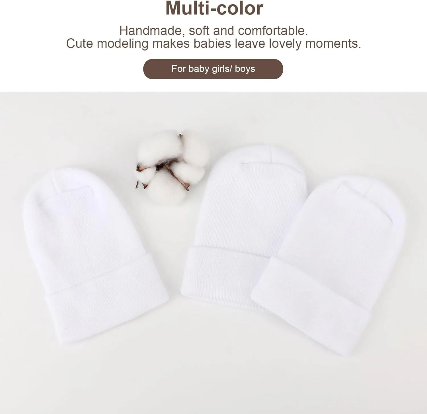 Newborn Baby Girl Hats Soft No Scratch Cotton Toddler Infant Beanie Caps Newborn Hospital Hat for Boy Girl 0-6 Months