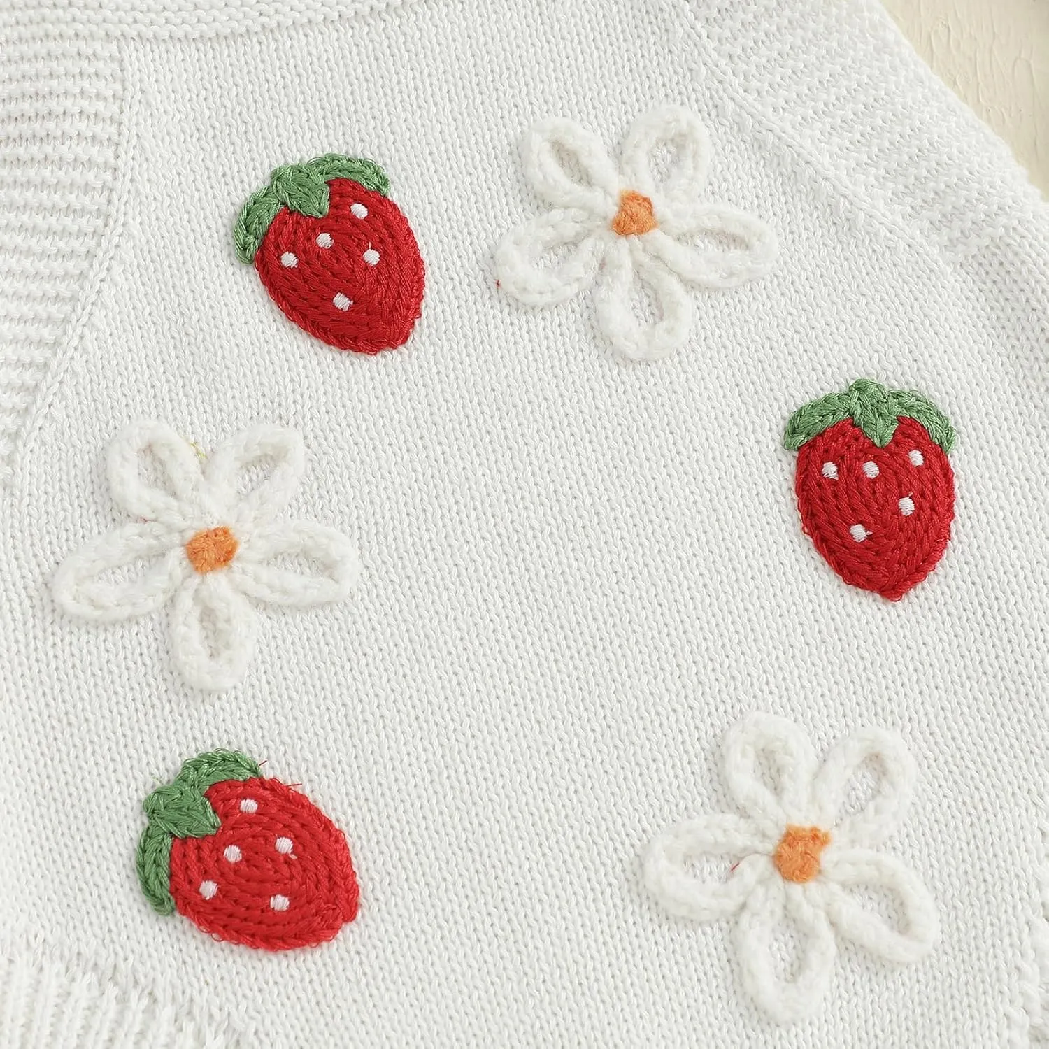 Newborn Sweater Romper Baby Girl Crochet Knit Sweaters Rompers Embroidery Flower Strawberry Outfit Sleeveless Bodysuit
