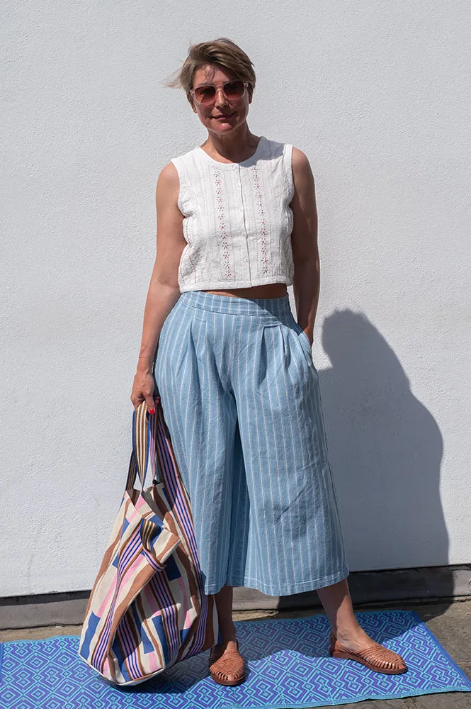 Object Elsie Wide Striped Culotte Jeans