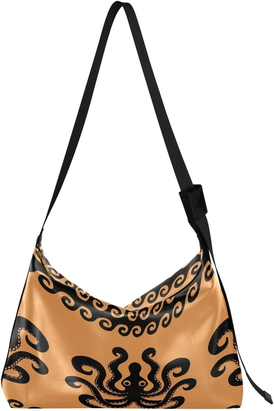 Octopus and Waves Hobo Crossbody Bags for Women Leather Large Shoulder Bag Cross Body Trendy Womens Tote Bags Handbag for Travel Shopping
