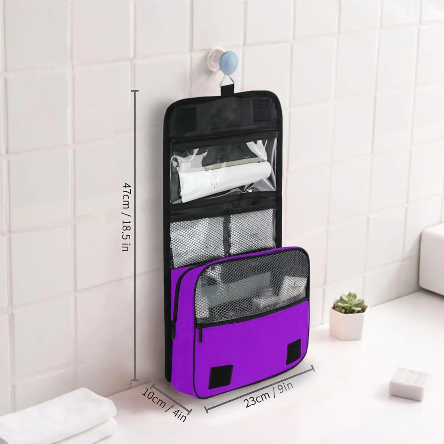 ODAWA Hanging Cosmetic Toiletry Bag Dark Violet Travel Toiletry Bag Hanging Compact