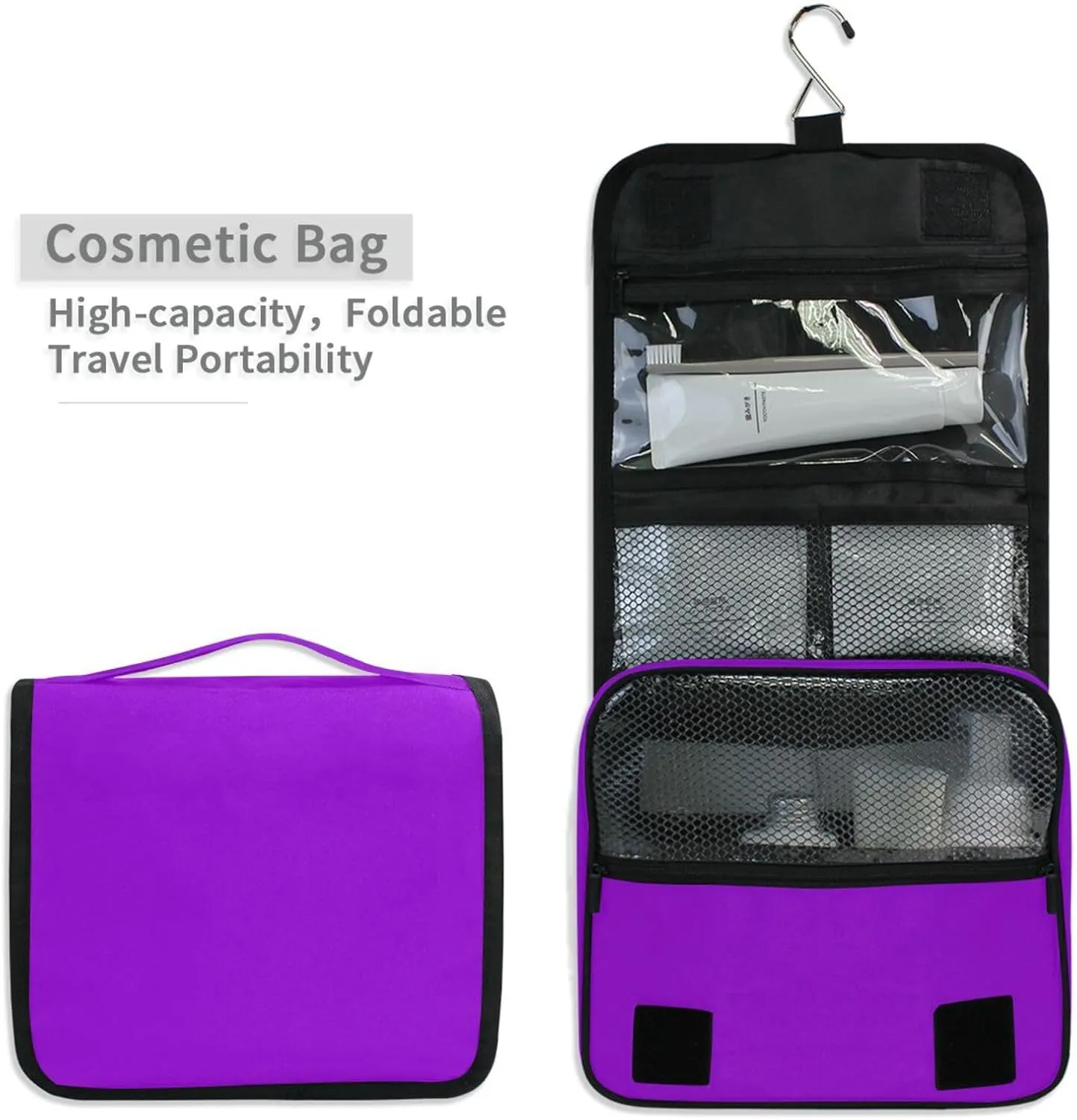 ODAWA Hanging Cosmetic Toiletry Bag Dark Violet Travel Toiletry Bag Hanging Compact