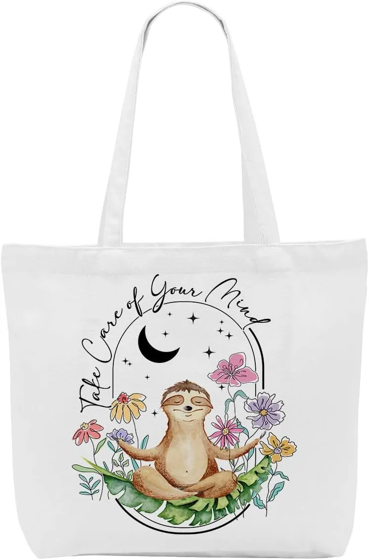 Opossum Dog Sloth Gifts Canvas Tote Bag, Reusable Grocery Shopping Bags Animal Lover Gift for Women Girls birthday