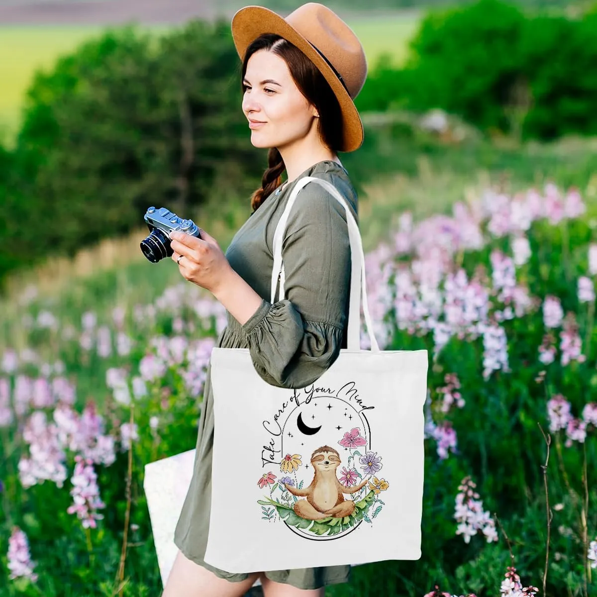 Opossum Dog Sloth Gifts Canvas Tote Bag, Reusable Grocery Shopping Bags Animal Lover Gift for Women Girls birthday