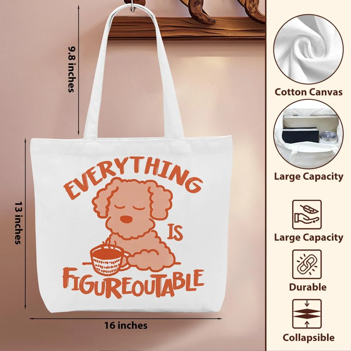 Opossum Dog Sloth Gifts Canvas Tote Bag, Reusable Grocery Shopping Bags Animal Lover Gift for Women Girls birthday