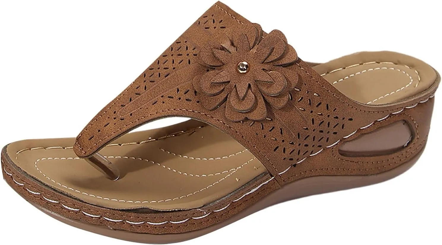 Orthopedic Sandals for Women Arch Support Flower Hollow Wedge Sandals 2025 Casual Slip On Flip Flops Sandal Shoes