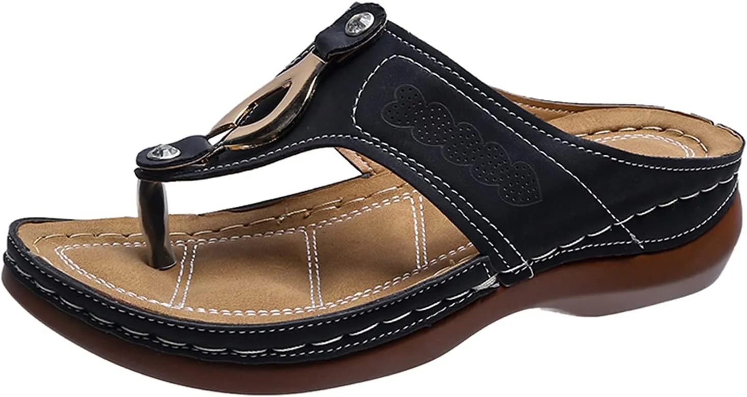 Orthopedic Sandals for Women Dressy Wide Width Summer Comfortable Walking Sandals with Arch Support Orthotic Slides Shoes
