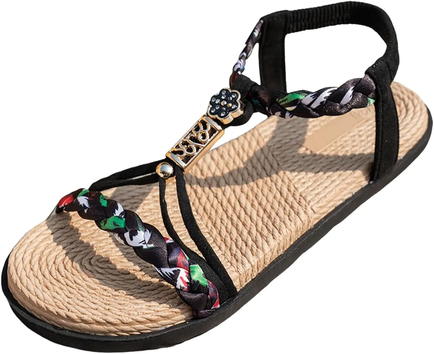 Orthopedic Wedge Sandals for Women 2025,Womens Summer Sandal Orthotic Comfortable Walking Open Toe Jeweled Beaded Casual Platform Shoe Bohemian Wedges Slip On Ankle Strap Dressy Beach Shoes