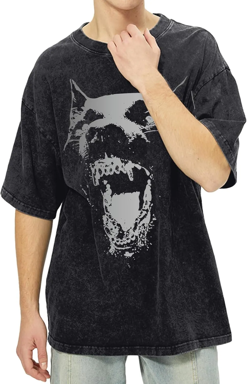 Oversized Graphic Tees Vintage Shirt Men Baggy Y2k Cotton Acid Wash T Shirts Harajuku Streetwear Grunge Aesthetic Top