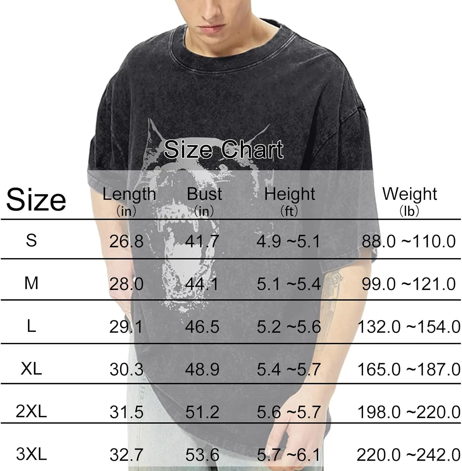 Oversized Graphic Tees Vintage Shirt Men Baggy Y2k Cotton Acid Wash T Shirts Harajuku Streetwear Grunge Aesthetic Top