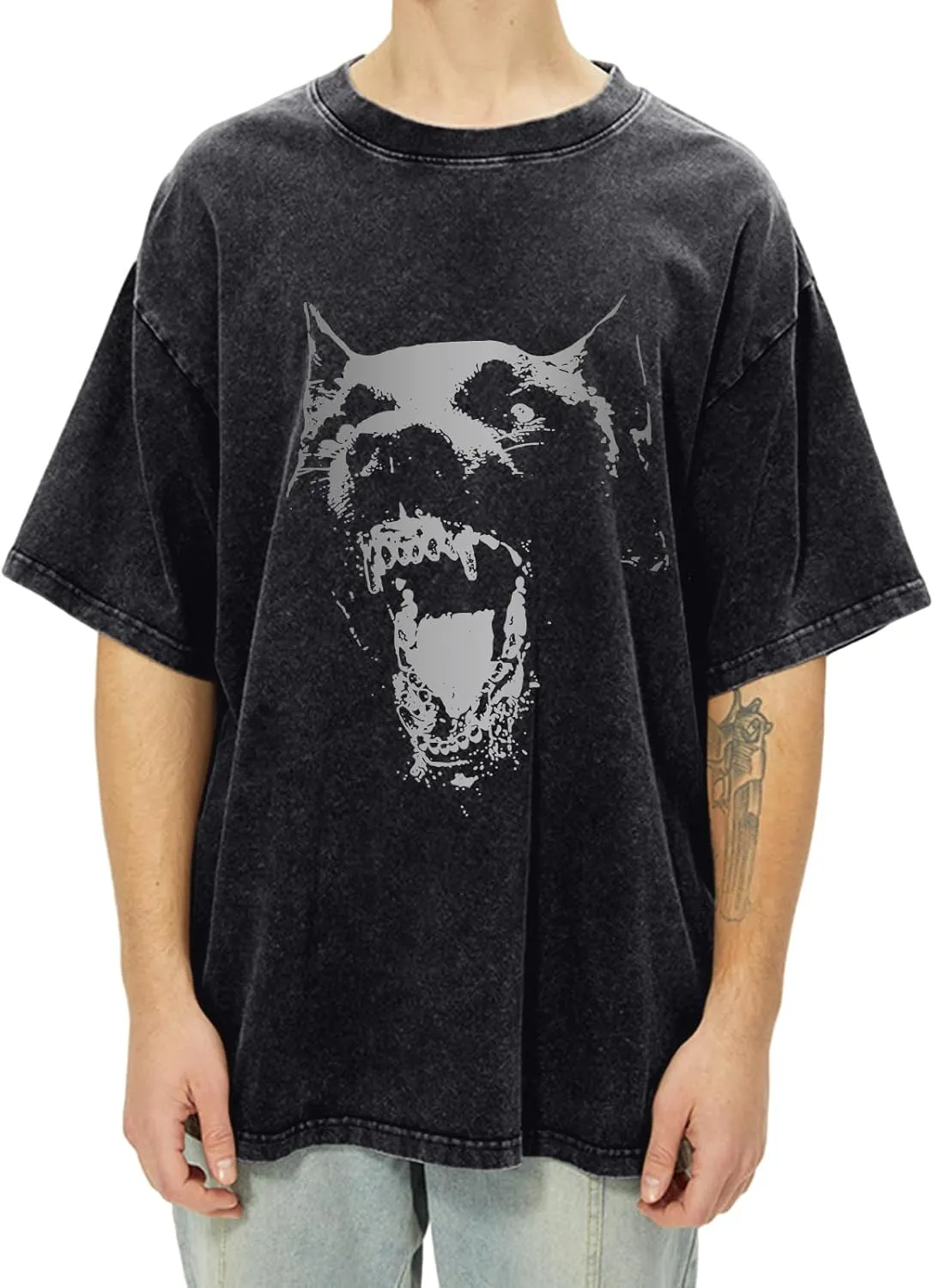 Oversized Graphic Tees Vintage Shirt Men Baggy Y2k Cotton Acid Wash T Shirts Harajuku Streetwear Grunge Aesthetic Top