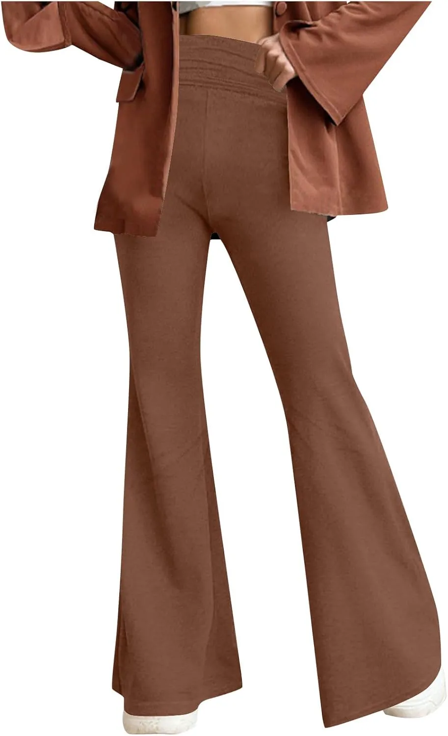 Petite Womens Yoga Pants Flare Leg Elastic High Waist Stretch Bootcuts Seamless Workout Wide Bell Bottoms Leggings