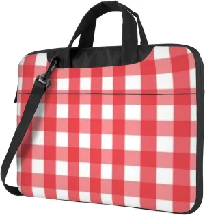 Pink And White Plaid Stylish 13-15.6 Inch Laptop Bag For Man And Women, Computer Messenger Bag, Trendy Shoulder Strap Design