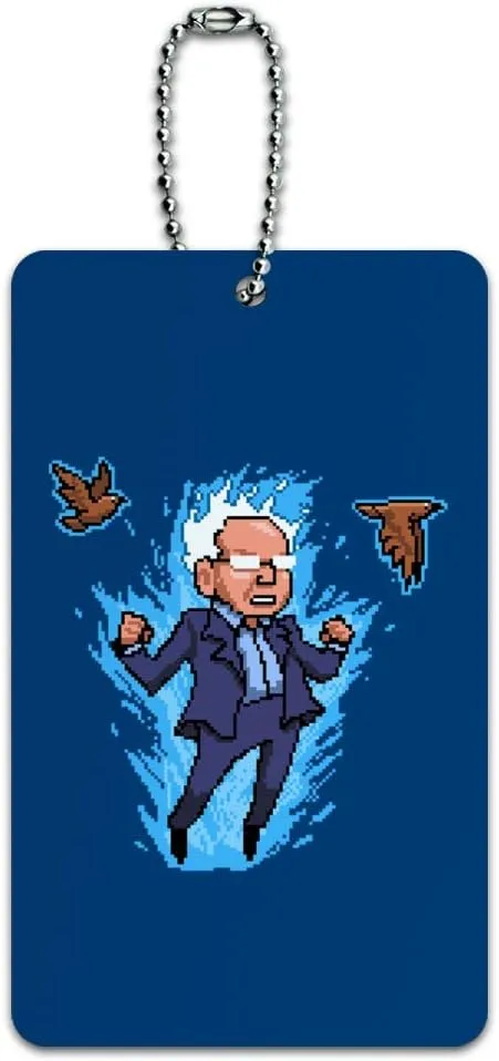 Pixel Super Bernie Sanders with Birds and Fire Luggage Card Carry-On ID Tag