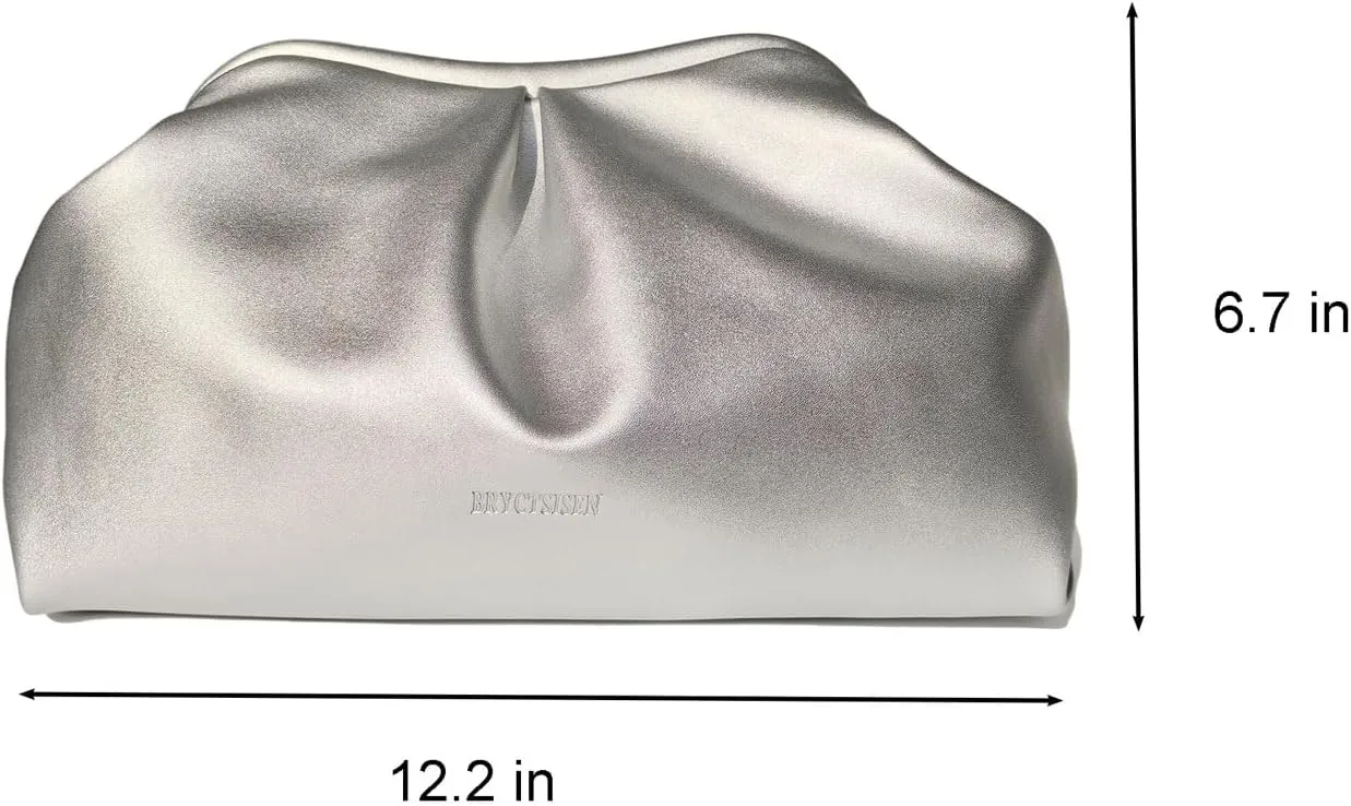 Pleated Vegan Leather Clutch Purse for Women - Stylish Soft PU Evening Handbag