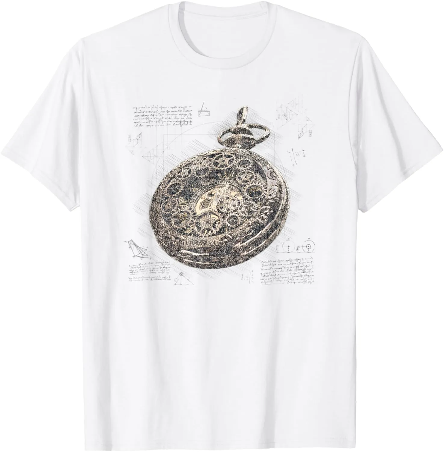 Pocket Watch Vintage Retro Steampunk Blueprint Gift T-Shirt