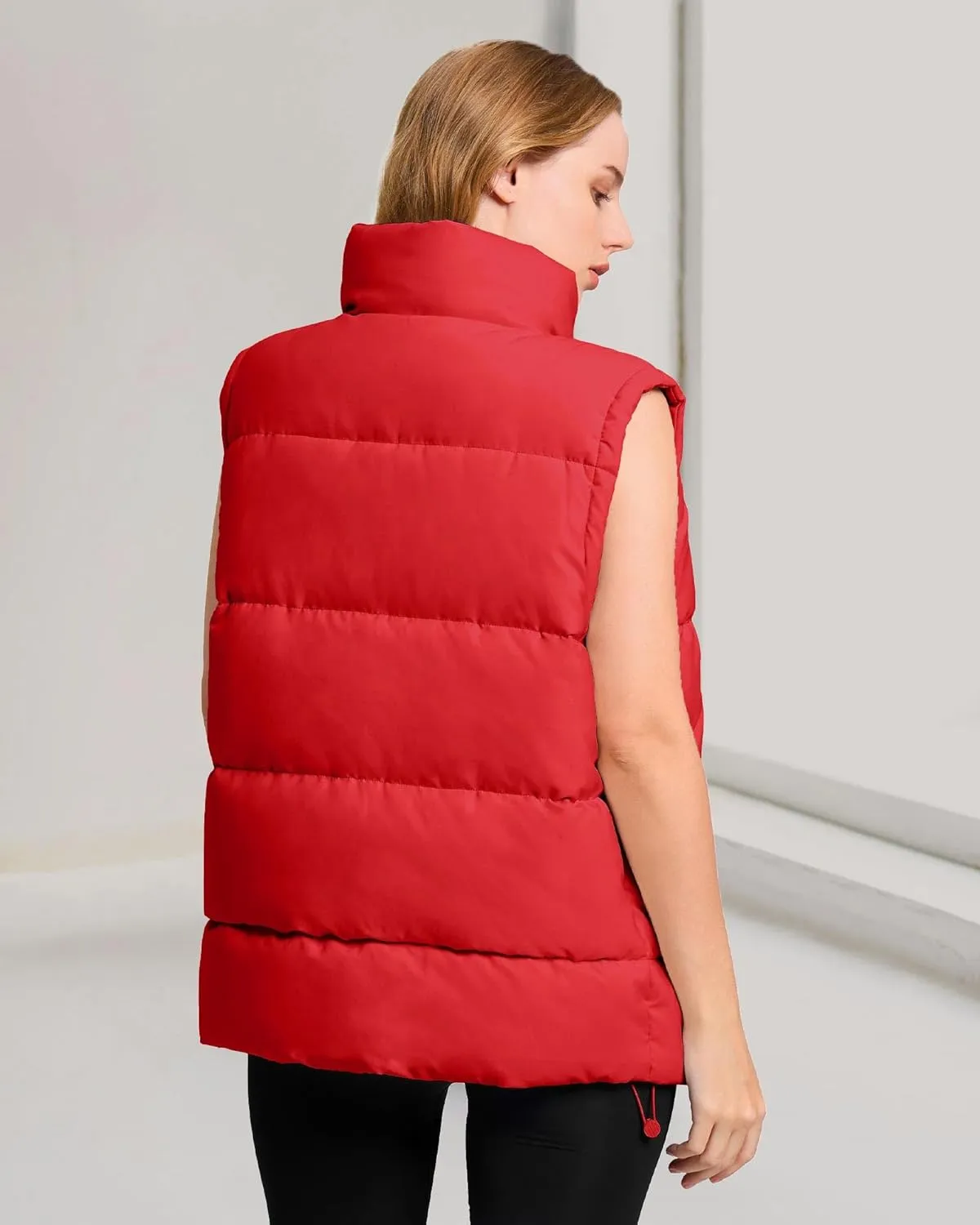 Polu Womens Puffer Vest 2024 Oversized Lightweight Winter Sleeveless Zip Up Padded Stand Collar Jacket Coat Warm