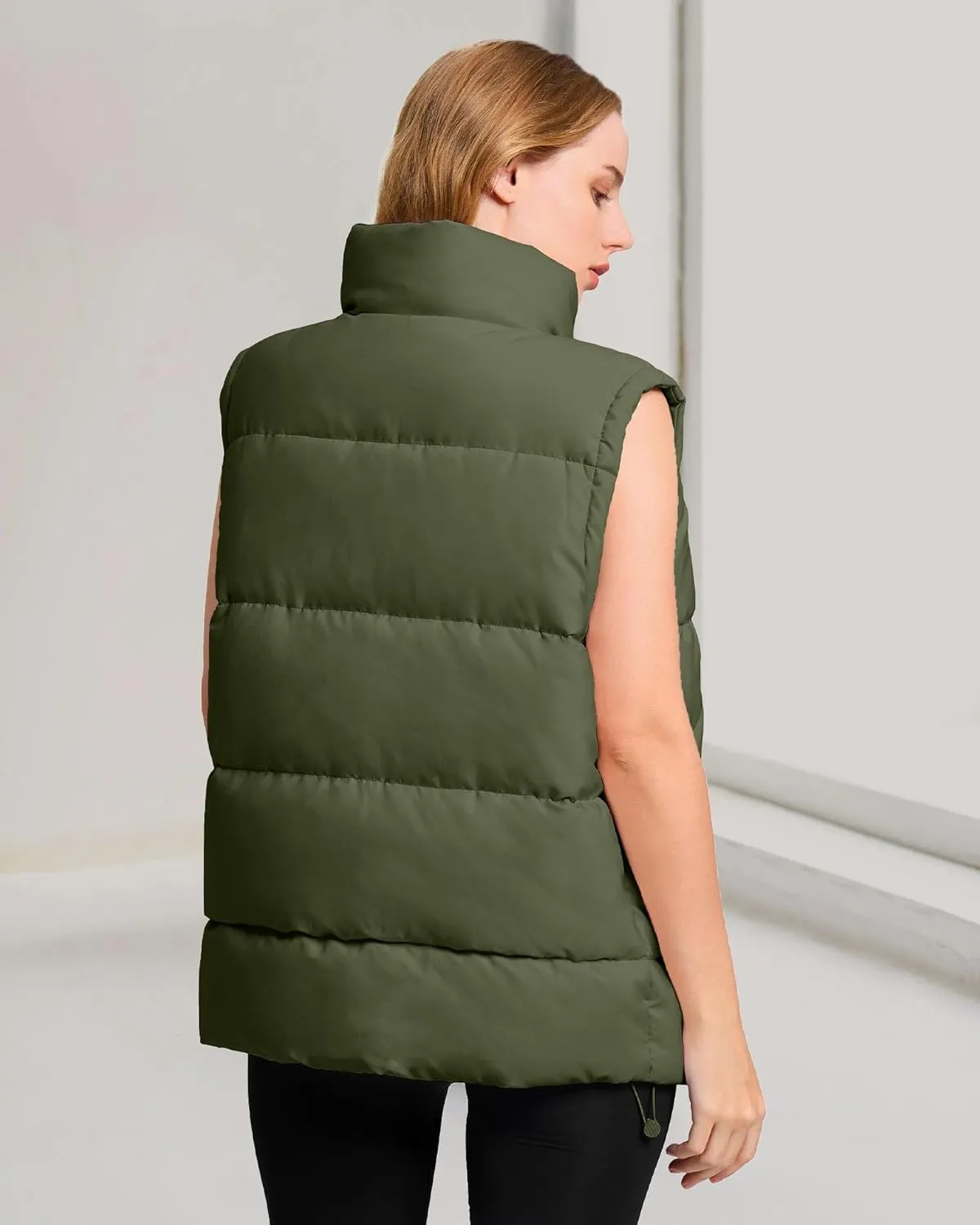Polu Womens Puffer Vest 2024 Oversized Lightweight Winter Sleeveless Zip Up Padded Stand Collar Jacket Coat Warm