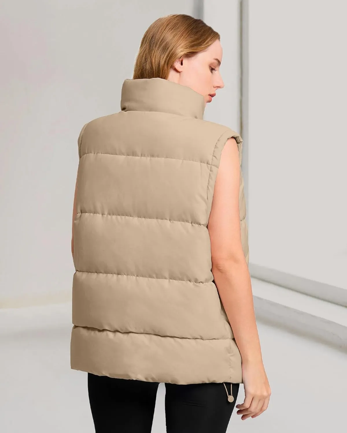 Polu Womens Puffer Vest 2024 Oversized Lightweight Winter Sleeveless Zip Up Padded Stand Collar Jacket Coat Warm