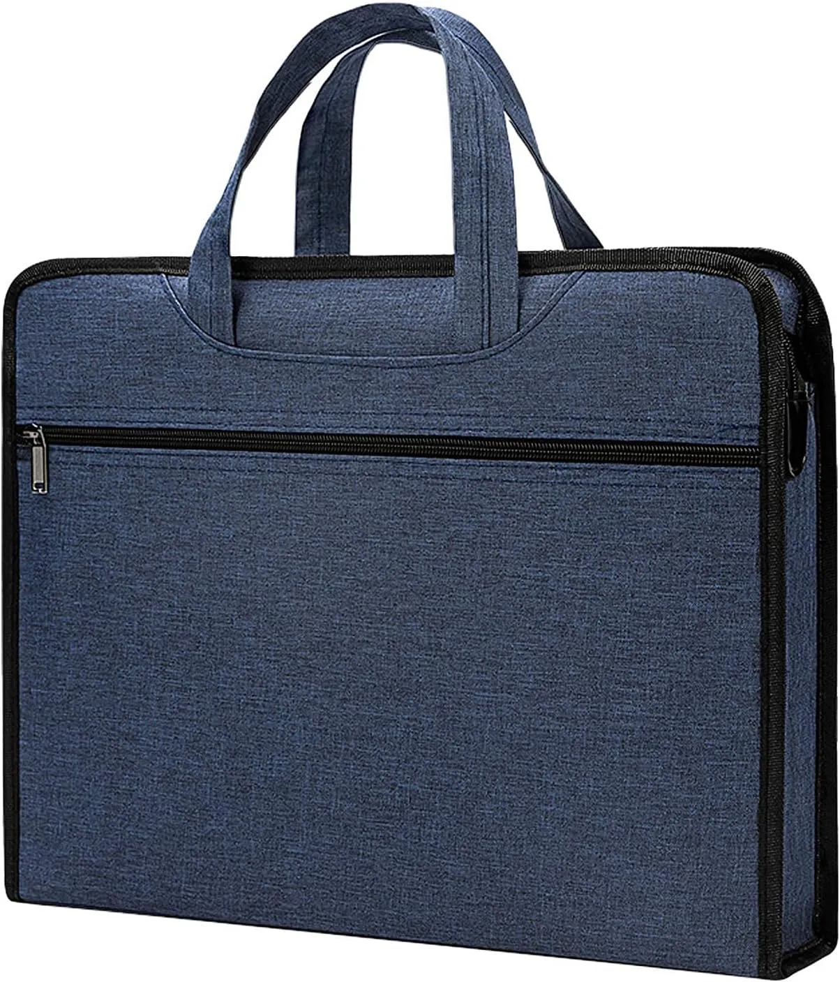 Portable Briefcase with Zipper, Oxford Laptop Bag with Handle, School/Office Business File Bag for A4 Laptop/Passport, 15.15x11.61x2.75in (Blue)
